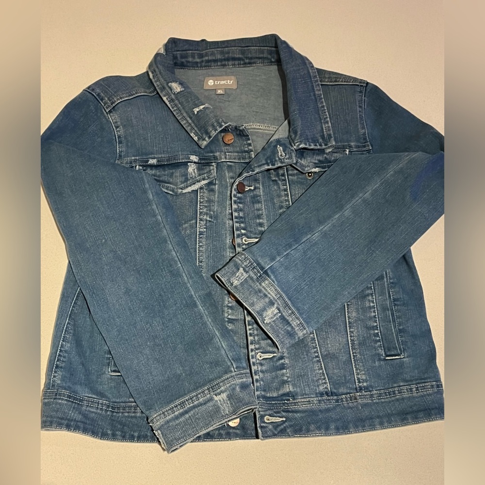 Tractr Child Size XL Jean Jacket distressed